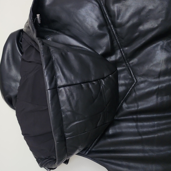 NWT 7 for All Mankind Black Faux Leather Long Puffer Vest Extra Small - Picture 7 of 15